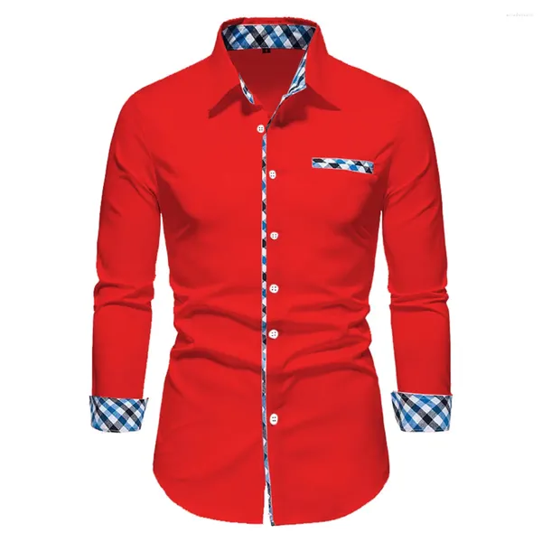 Chemises décontractées pour hommes 2024 Business Color Couleur épissée Polo à manches longues Play extérieur confortable Top à tissu doux XS-6XL