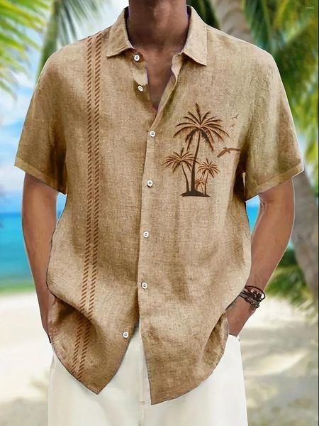 Chemises décontractées pour hommes 2024 cocotier pour hommes imprimé chemise hawaïenne plage 4xl à manches courtes hauts à la mode t-shirt homme chemisier