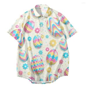 Mannen Casual Shirts 2024 Pasen Dag 3D Print Voor Mannen Kleding Hawaiiaanse Kawaii Strand Shirt Ei Kids Geschenken Blouses knop Tops