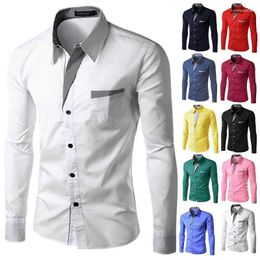 Chemises décontractées masculines 2024 Marque de mode Camisa Masculine Long Manche à manches longues Hommes coréens Slim Design Formel Male Robe Taille M-4XL 8012