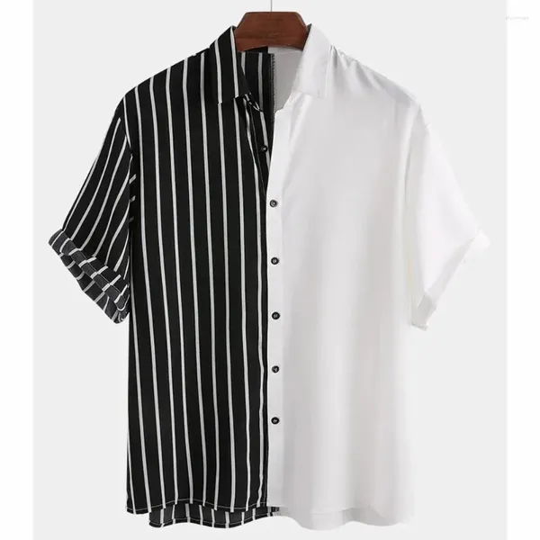 Chemises décontractées masculines 2024 Fashion Summer à manches courtes à manches courtes Couleur correspondant à un chemisier 3D Vêtements surdimensionnés hawaïens