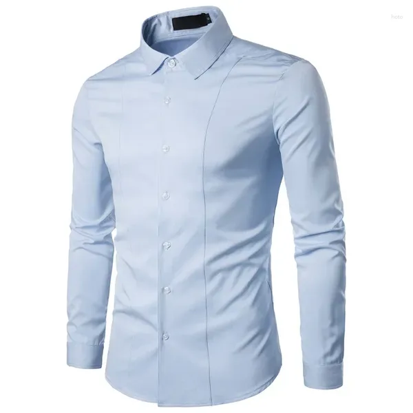 Chemises décontractées pour hommes 2024 Commerce extérieur Produit d'automne Taille européenne Slim Fit Mode Édition coréenne Jeunesse Chemise de couleur unie