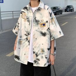 Casual overhemden voor heren 2024 Instagram Pi Shuai tie-dyed overhemd voor jongens Uniek ontwerp Zomerjas met korte mouwen Cityboy Grote camisas feminina