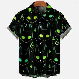 Chemises décontractées pour hommes 2024 Kaus Hawaii Gambar 3d Devil Horor Pakaian Pria Longgar Sejuk Musim Panas Lengan Pendek