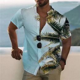 Chemises décontractées masculines 2024 Chemise masculine Summer Hawaiian Fashion Street Street Short Coconut Tree Beach Resort Party