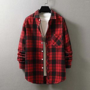 Mannen Casual Shirts 2024 Mannen Plaid Flanel Shirt Mode Mannelijke Pocket Retro Buffalo Lente Herfst Lange Mouw Harajuku gecontroleerd