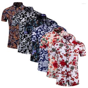 Casual shirts voor heren 2024 MANNEN ZOMER KORTE MEEVEN BOOM Groot formaat M-7XL Fashion Dance Party Bar KTV Leisure Shirt