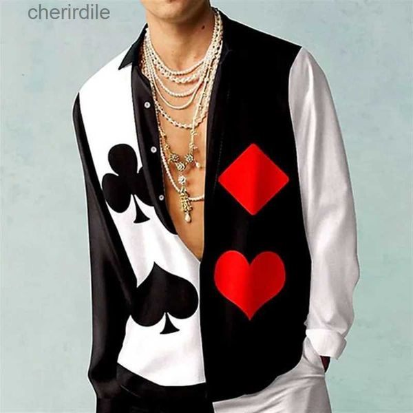 Camisas casuales para hombres 2024 Camiseta para hombres Poker Hearts HD Patrón Leisure Fiesta al aire libre Fiesta suave y cómoda Top nuevo YQ240408