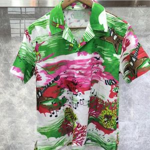 Camisas casuales para hombres 2024 Notación de música Música Patrón floral Floral Holiday Tops Camisa hawaiana Men Camisas de Hombre