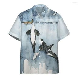 Casual shirts voor heren 2024 Korte mouw Deep Sea Print Hawaiiaanse revers Tops Modieuze groot formaat Shir