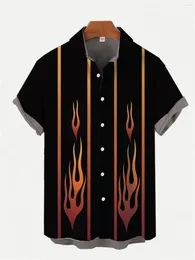 Chemises décontractées pour hommes 2024 chemise à manches courtes Hawaiian Beach Flame Imprime repeup