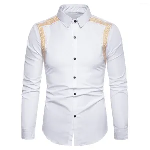Chemises décontractées masculines 2024 Print de mode printemps Grande chemise à manches longues à collier slim.