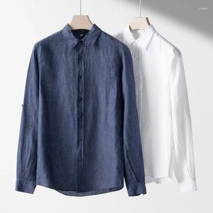 Camisas casuales para hombres 2024 Primavera Verano Moda Lino Natural Simple Negocios y Ocio Diseño Camisa Blusa