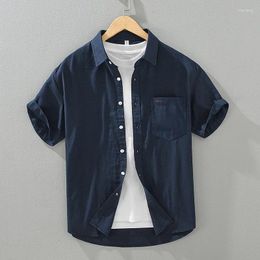 Chemises décontractées masculines 2024 Été 75% Coton Workwear for Men Short Sleeve Loose Tops 24SS Y2K Youth Male Cityboy Handome Cool