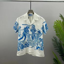 Chemises décontractées masculines 2024 Campcolaire d'été à manches courtes à manches courtes à manches vintage imprimées hawaïennes de plage en soie