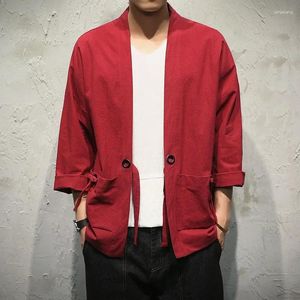 Chemises décontractées masculines 2024 Coton d'été Hanfu CARDIGAN MOINE CHINOIS STYLE LA TAILLE DAO LOBE Japonais