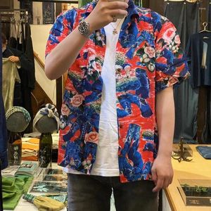 Chemises décontractées pour hommes 2024 Summer Kapital Manches courtes Mode japonaise Hawaiian Silk Flower Print Retro Top pour hommes et femmes