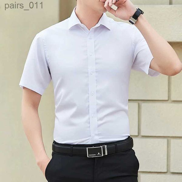 Chemises décontractées masculines 2024 Été Mens Slim Couleur solide Couleur courte Shirt Business Casual White Shirt Male Male Taille 5xl Style classique 240402