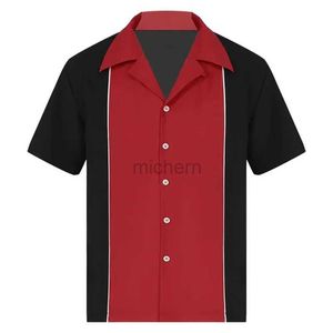 Chemises décontractées pour hommes 2024 Summer New Mens Bowling Shirt rétro Bouton à manches courtes décontractée