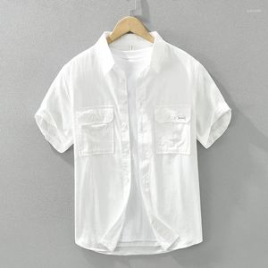 Chemises décontractées pour hommes 2024 Summer safari Style Sleeve pour hommes plus coton en vrac de taille