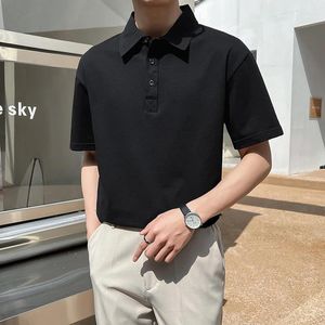 Chemises décontractées pour hommes 2024 Summer Solid Color Top Version coréenne Bouton Polo Shirt Mode Lâche Revers Porter