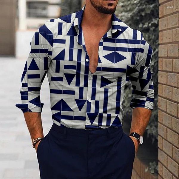 Camisas casuales para hombres 2024 Top Long -Siled Lapel Fashion S Puntos a cuadros Material suave de primavera y verano gráfico de alta definición 6xl