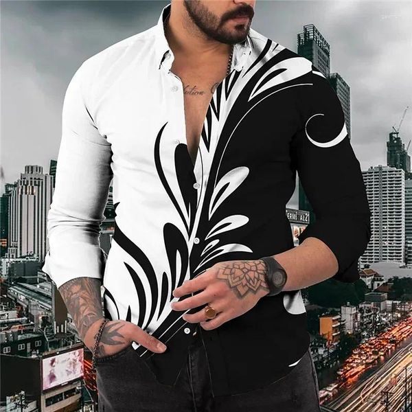 Chemises décontractées masculines 2024 Tops Decoration Shirt Shirt Fashion Street Outdoor Party Clothing Printemps Summer