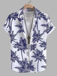 Camisas casuales para hombres 2024 estampado tropical hawaiian verano playa set de vacaciones planta árbol de coco manga corta t- camisa 4 vías tela de 4 vías