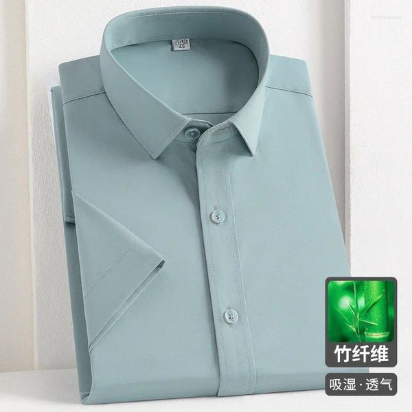 Camisas casuales para hombres 2024 Moda de alta calidad Ropa de verano hermosa Camisa de manga corta de gama alta Fibra de bambú Negocio sin planchado