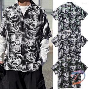 Chemises décontractées pour hommes 22SS Summer Wacko Maria Shirt High Street Skull Goblin à manches courtes