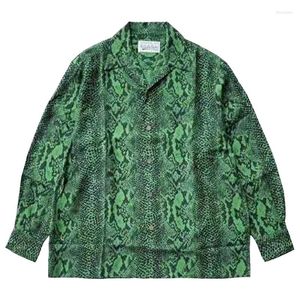 Chemises décontractées pour hommes 22ss Vintage imprimé léopard WACKO MARIA chemise hommes femmes T-Shirt à manches longues bouton HAWAIIAN