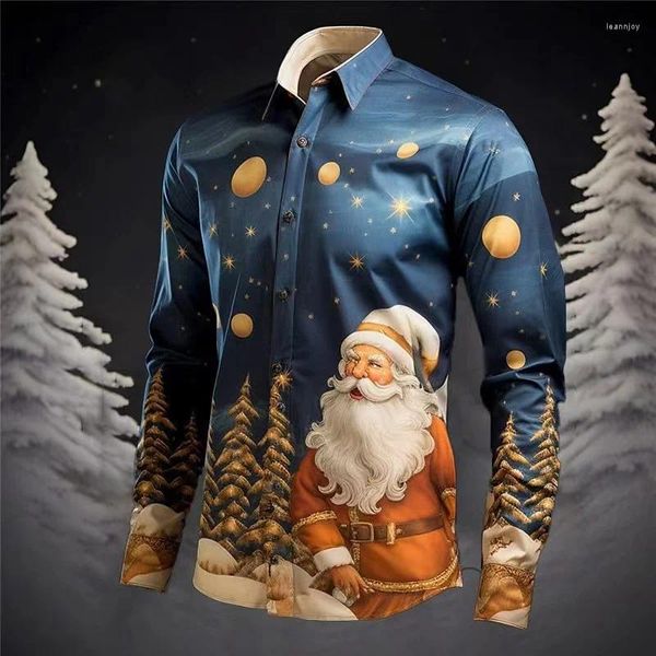 Chemises décontractées pour hommes 23 Santa Claus Loose Shirt 3D Impression numérique Mode Festival de Noël