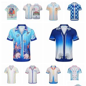 Heren Casual Shirts 23Ss Mode T-Shirts Casablanc-S Ontwerper Masao San Print Heren Shirt Dames Losse Zijden Korte Mouwen Luxe T-Shi Dhzb4