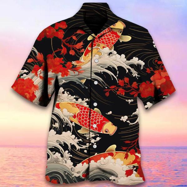 Chemises décontractées pour hommes 3D Animal imprimé Summer Fashion Hawaiian Beach Hommes Chemise Y2K Personnalités Manches courtes Top Revers Femmes Vêtements