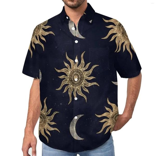Chemises décontractées pour hommes 3d imprimé floral chemise hawaïenne à manches courtes Streetwear plus taille de la taille de la taille des étoiles de lune unique mignon espagnol