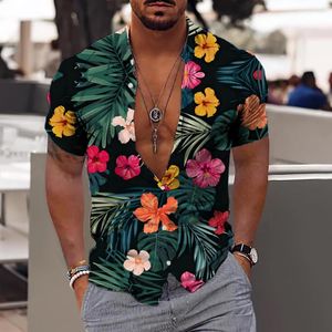 Chemises décontractées pour hommes 3D imprimé floral été pour hommes mâle hawaïen chemise tropicale plage à manches courtes hauts à la mode t-shirt Homme Blouse Camisa