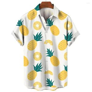 Chemises décontractées pour hommes 3d Fruit Pineapple imprimé pour les femmes Summer Streetwear Short Mens Hawaiian Y2K Vêtements