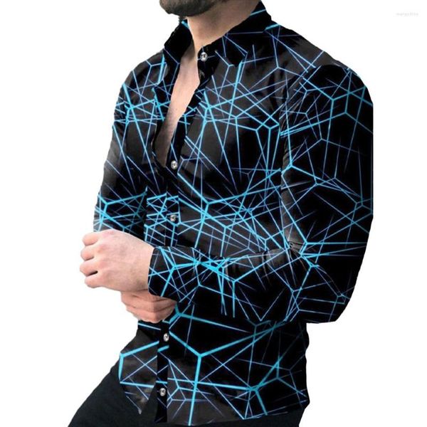 Chemises décontractées pour hommes Graphiques 3D Chemise pour hommes augmentée pour les soirées idéales avec des manches longues et un design boutonné