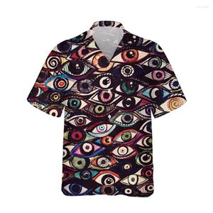 Casual shirts voor heren 3D Harajuku Eyes Gedrukt Hawaiiaanse anime shirt Men Hip Hop Street Style Short Sleeve voor vintage losse tops 5xl