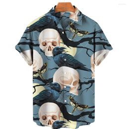 Casual shirts voor heren 3d Hawaiiaans shirt Heren Laity Skull Unieke bedrukte knop Up modehoes korte top 5xl