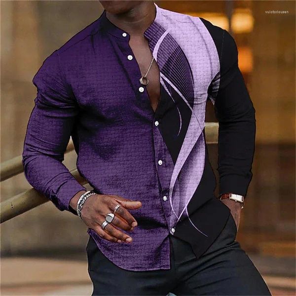 Chemises décontractées pour hommes 3D Chemise à manches longues Party Collier surdimensionné Veste hawaïenne Printemps Automne Vêtements 2024 de haute qualité