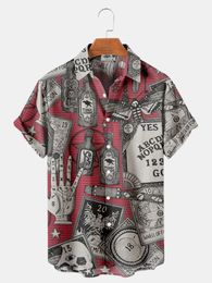 Camisas casuales para hombres 3d Hombres Floral Camisa Hawaii Camisa Graffiti Masculina Casual Social Gemelos Blusa de manga corta Street Men's For Skeleton Cloth 230721