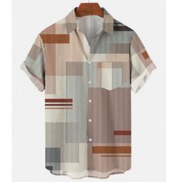 Chemises décontractées pour hommes 3d chemise hawaïenne pour hommes hommes 5xl respirant été coutures chemises rétro pour hommes bouton à une rangée à manches courtes hommes hauts 230721