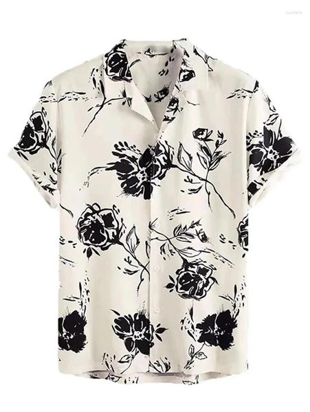 Chemises décontractées pour hommes 3D Print Flower Graphics Hawaiian Fashion Bouton Fashion Short Streetwear Streetwear Blouse Shirt for Men Summer