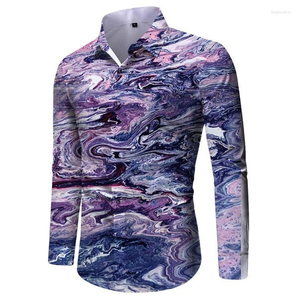 Camisas casuales para hombres Impresión 3D Hombres Manga larga para hombre Social Lujo Hombre Diseñador Ropa Hawaiano Moda Elegante Clásico Alta Calidad