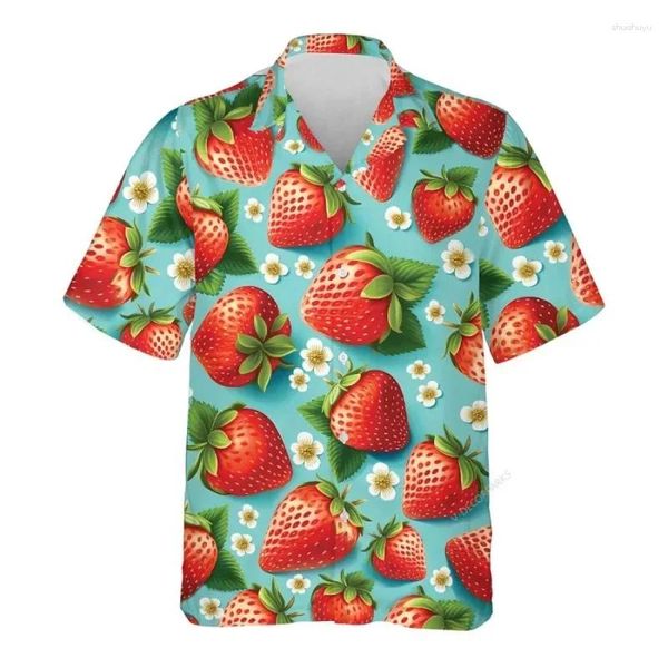 Chemises décontractées pour hommes 3D Printmeberge pastèque Hawaiian Tropical Fruits Graphic Summer Beach Aloha Shirt Bouton à manches courtes