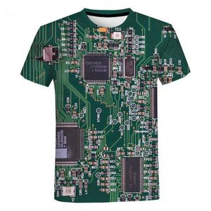 Mannen Casual Shirts 3D Gedrukte Printplaat Grafische T-shirt Voor Mannen Zomer Casual T-shirt Casual Elektronische Chip creatieve T-shirts Vrouwen Gym TopsC24315