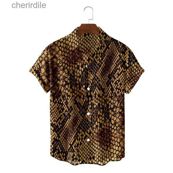 Camisas casuales para hombres LEOPARD ESTRIMIENTO SDIA DE LEOPARDO ESTRADA Camiseta de calles informales de verano