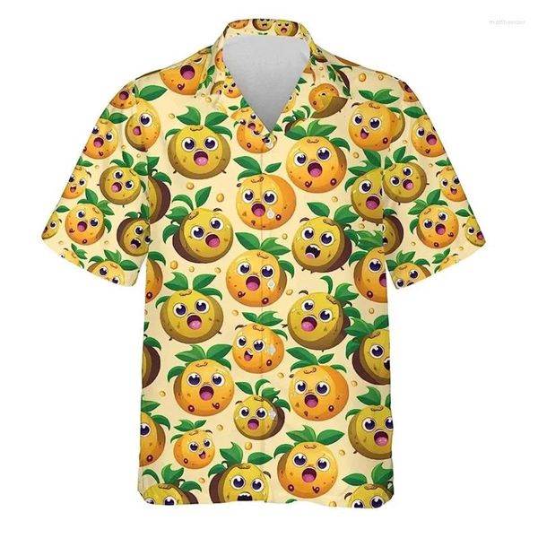 Chemises décontractées pour hommes 3d Panas imprimées pastèque Hawaiian Chemise Men Tropical Fruit Pattern Summer Aloha Bouton Down Down à manches courtes