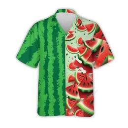 Chemises décontractées pour hommes 3d Strawberry Kiwifruit Hawaiian Shirt Men Fruits tropicaux Summer Beach Aloha Shirt Bouton Down Blouse à manches courtes Tops 240424